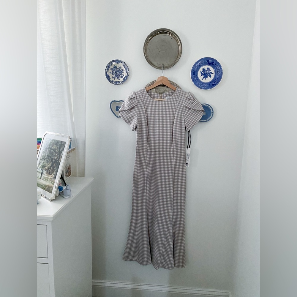 NWT Calvin Klein Gingham Cap Sleeve Dress